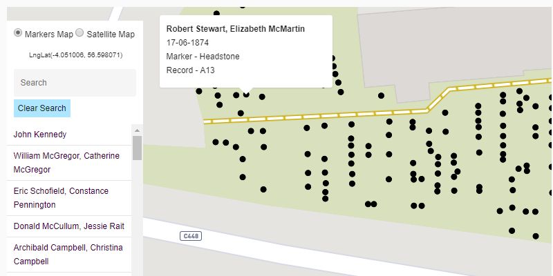 Interactive Historic Graveyard Map with Mapbox and Open Street Map