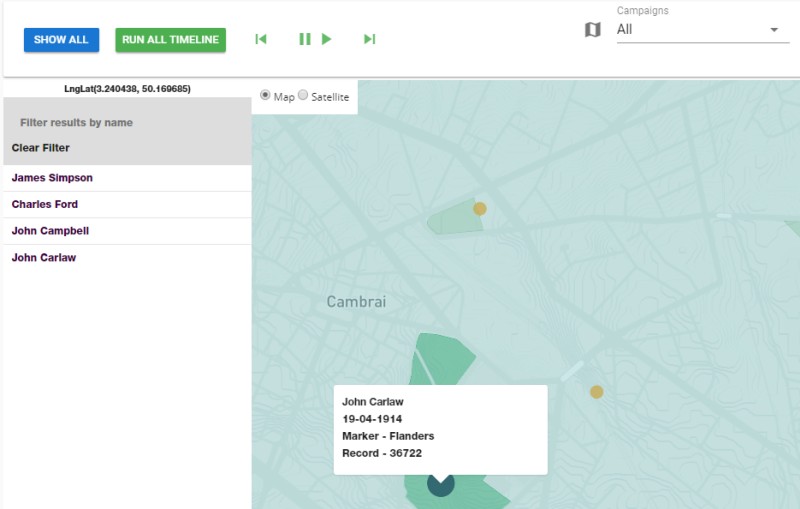 Map Timeline of Events for Historical Mapping